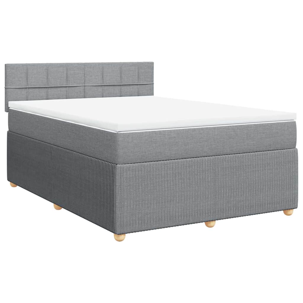 vidaXL Boxspring met matras stof lichtgrijs 140x200 cm afbeelding