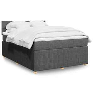 Box spring postelja z vzmetnico temno siva 140x200 cm blago