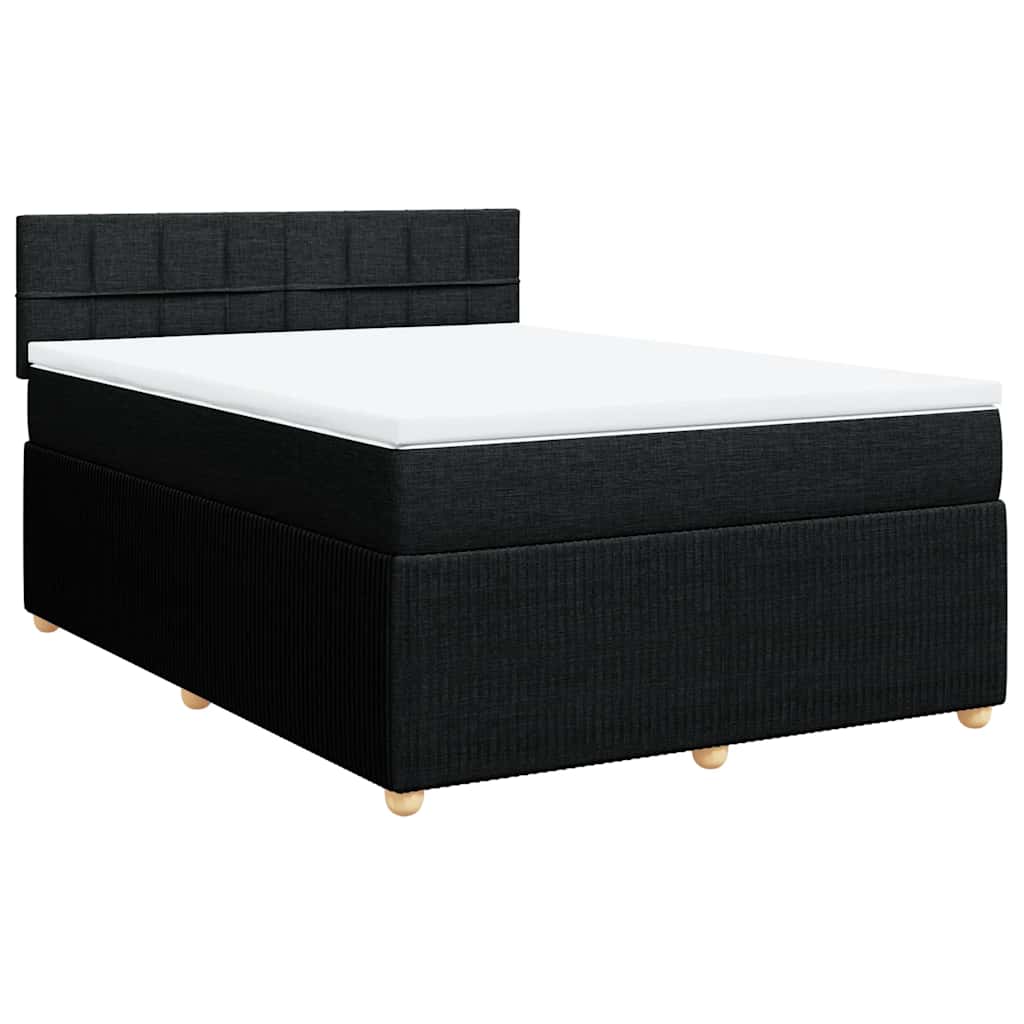 vidaXL Boxspring met matras stof zwart 140x200 cm afbeelding