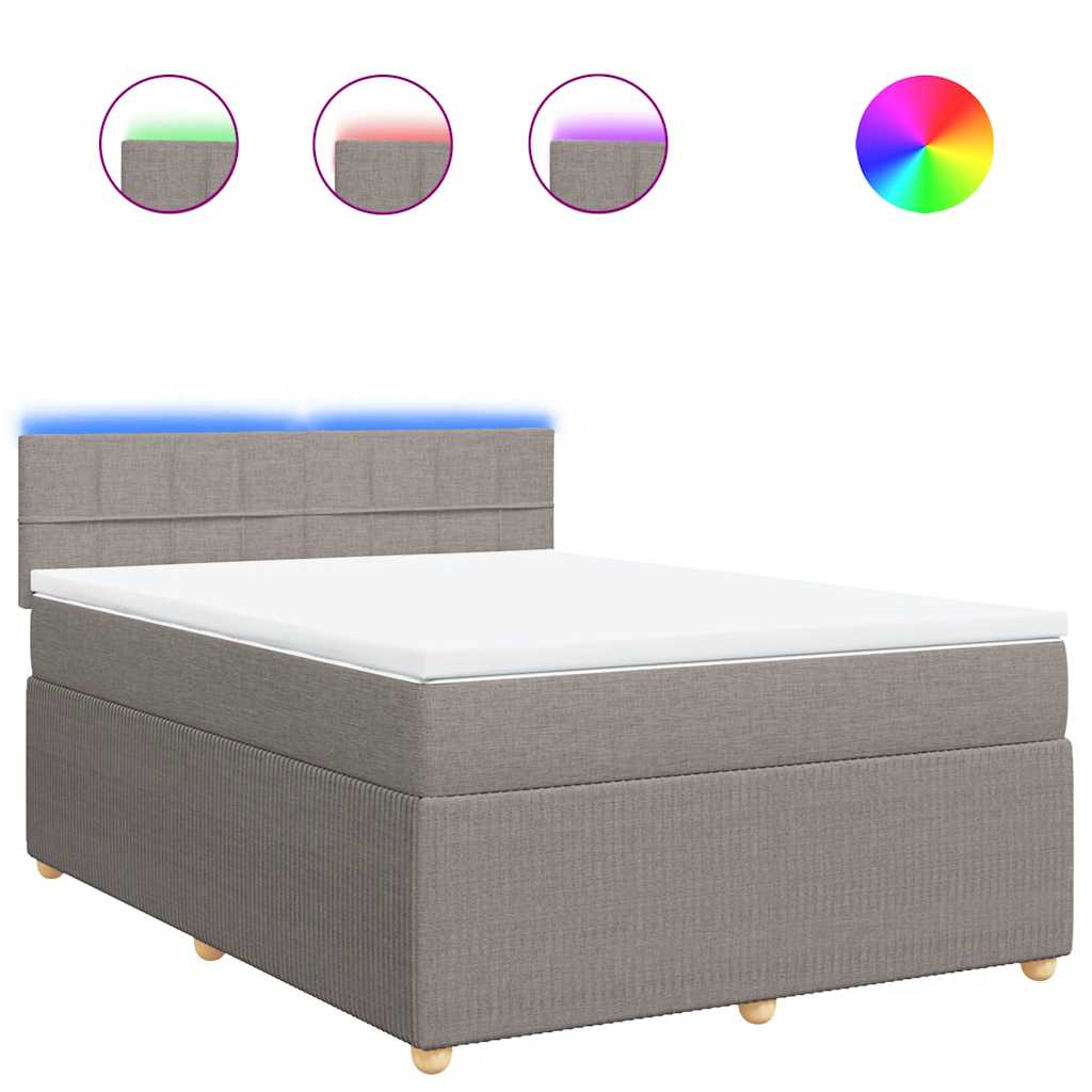 vidaXL Boxspring met matras stof taupe 140x200 cm, foto 3
