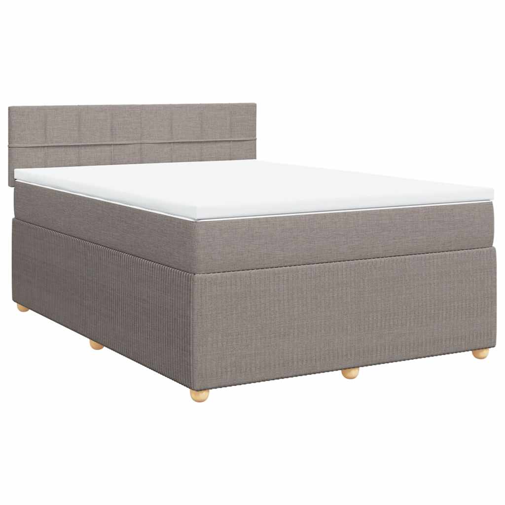 vidaXL Boxspring met matras stof taupe 140x200 cm afbeelding
