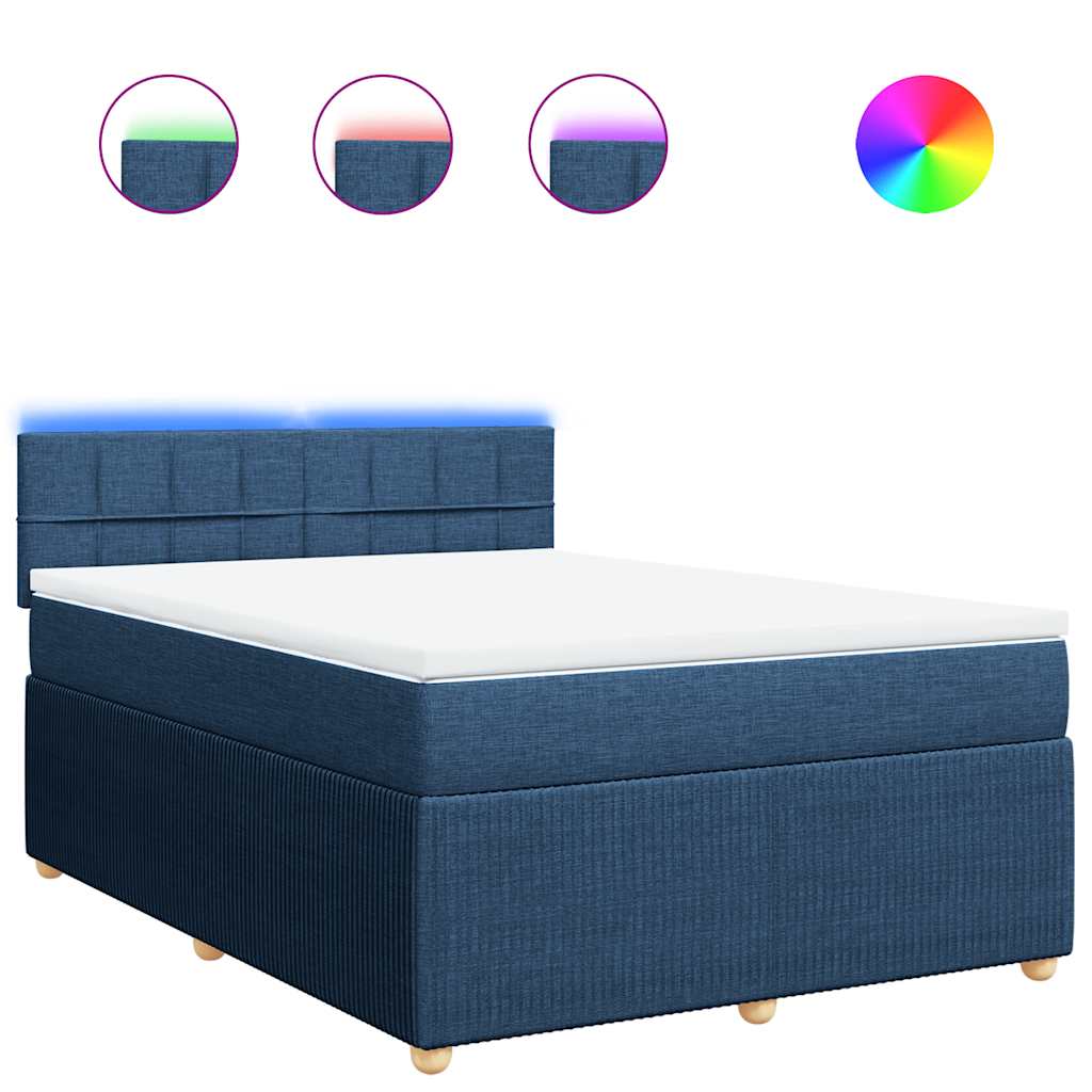 Thumbnail - vidaXL Boxspringbett mit Matratze Blau 140x200 cm Stoff