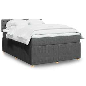 Box spring postelja z vzmetnico temno siva 140x200 cm blago