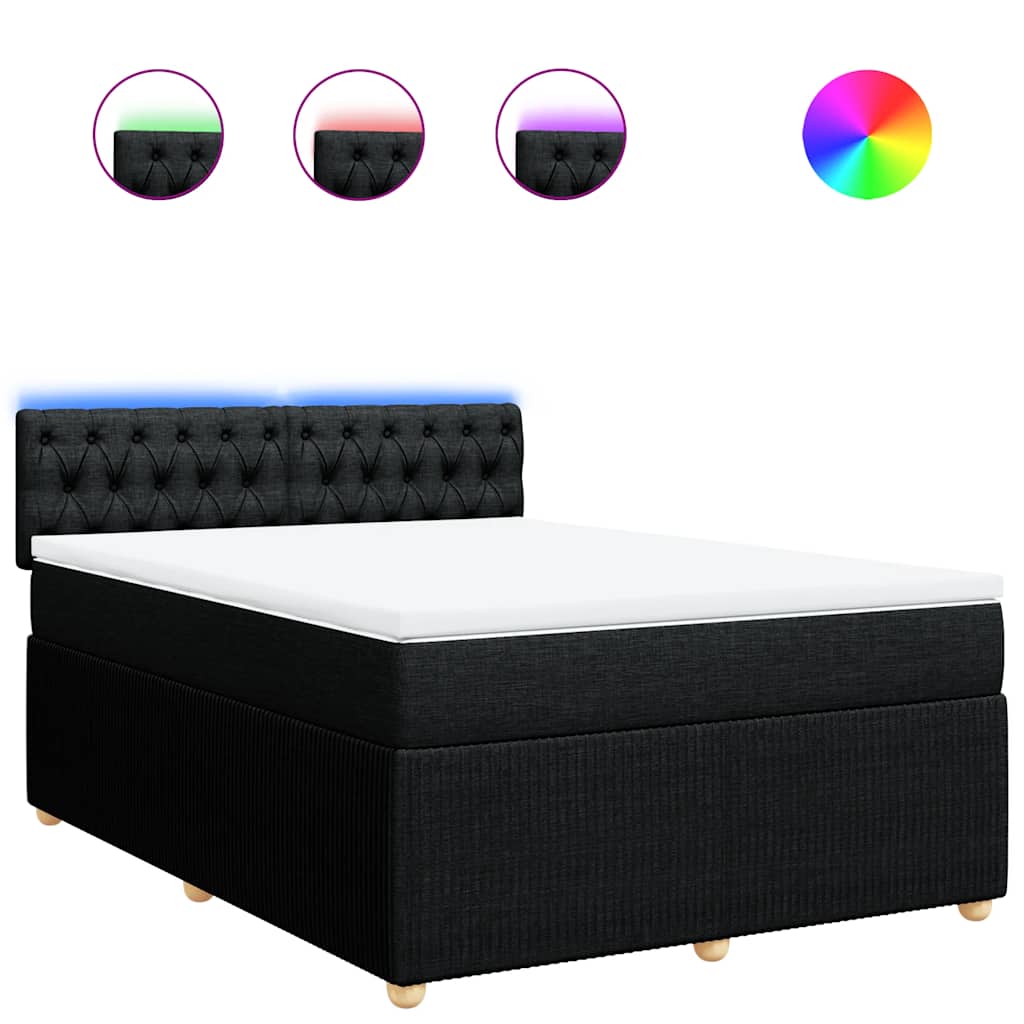 vidaXL Box spring postel s matrací černá 140x200 cm textil