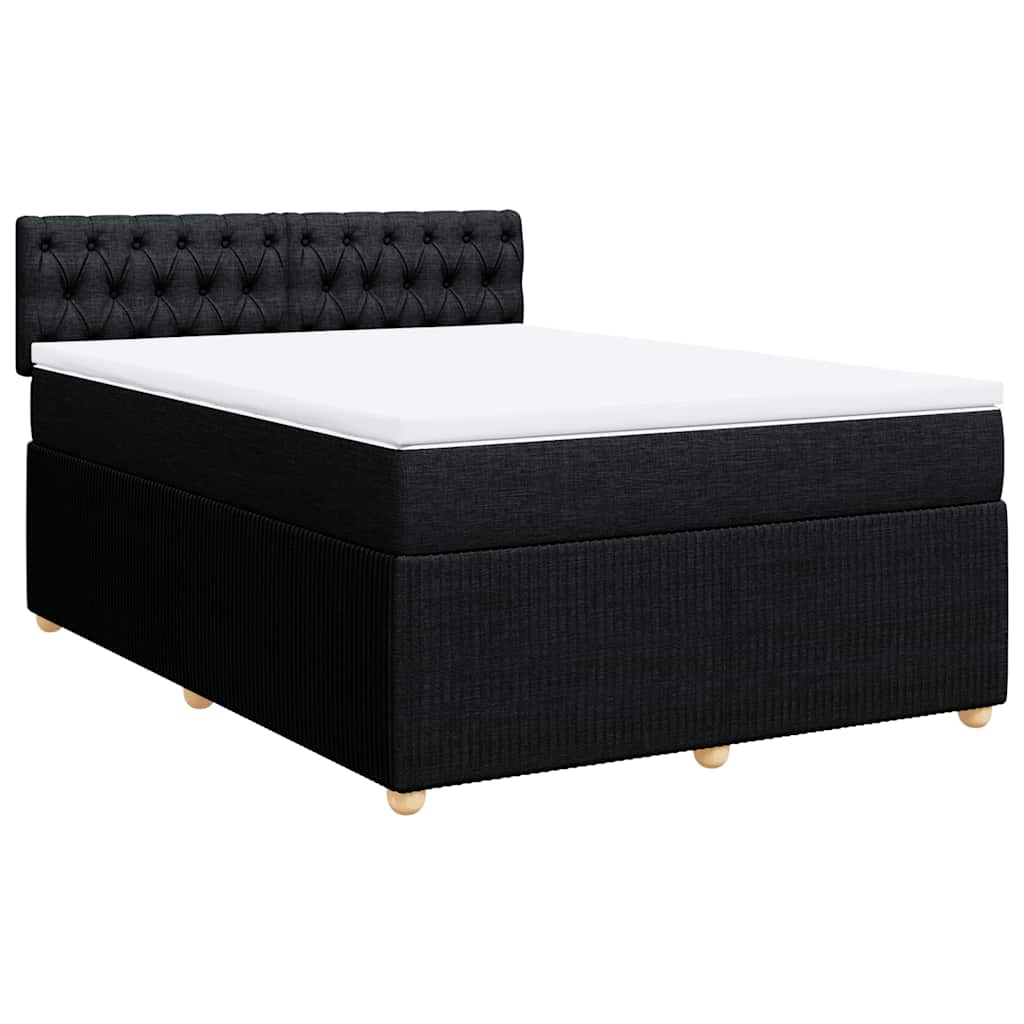 vidaXL Boxspring met matras stof zwart 140x200 cm afbeelding