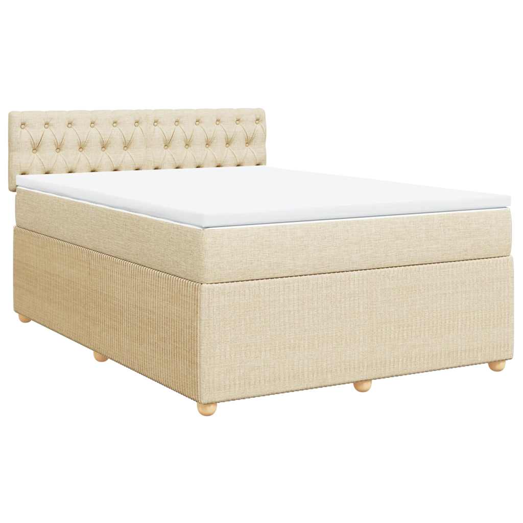 vidaXL Boxspring met matras stof crèmekleurig 140x200 cm afbeelding