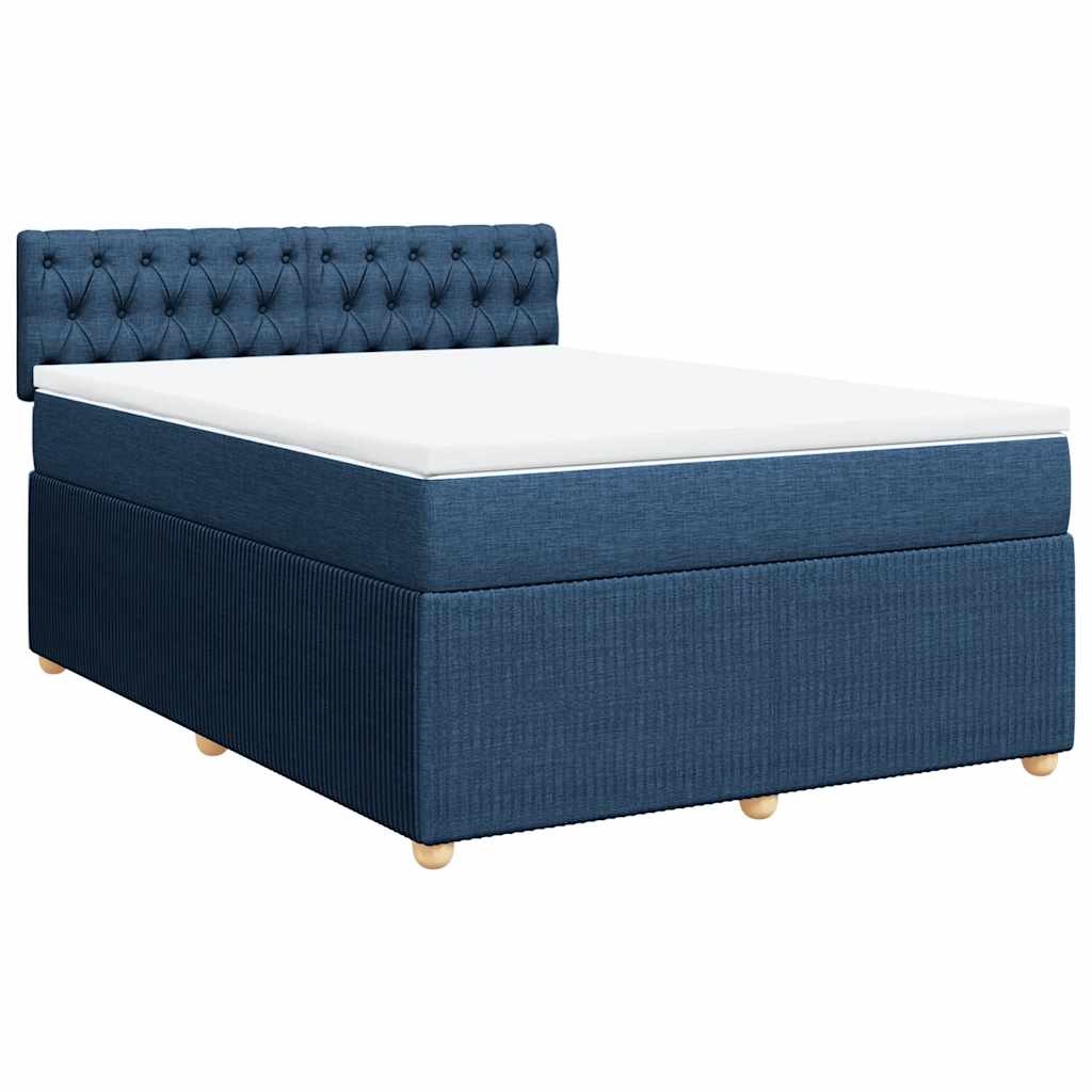 vidaXL Boxspring met matras stof blauw 140x200 cm afbeelding