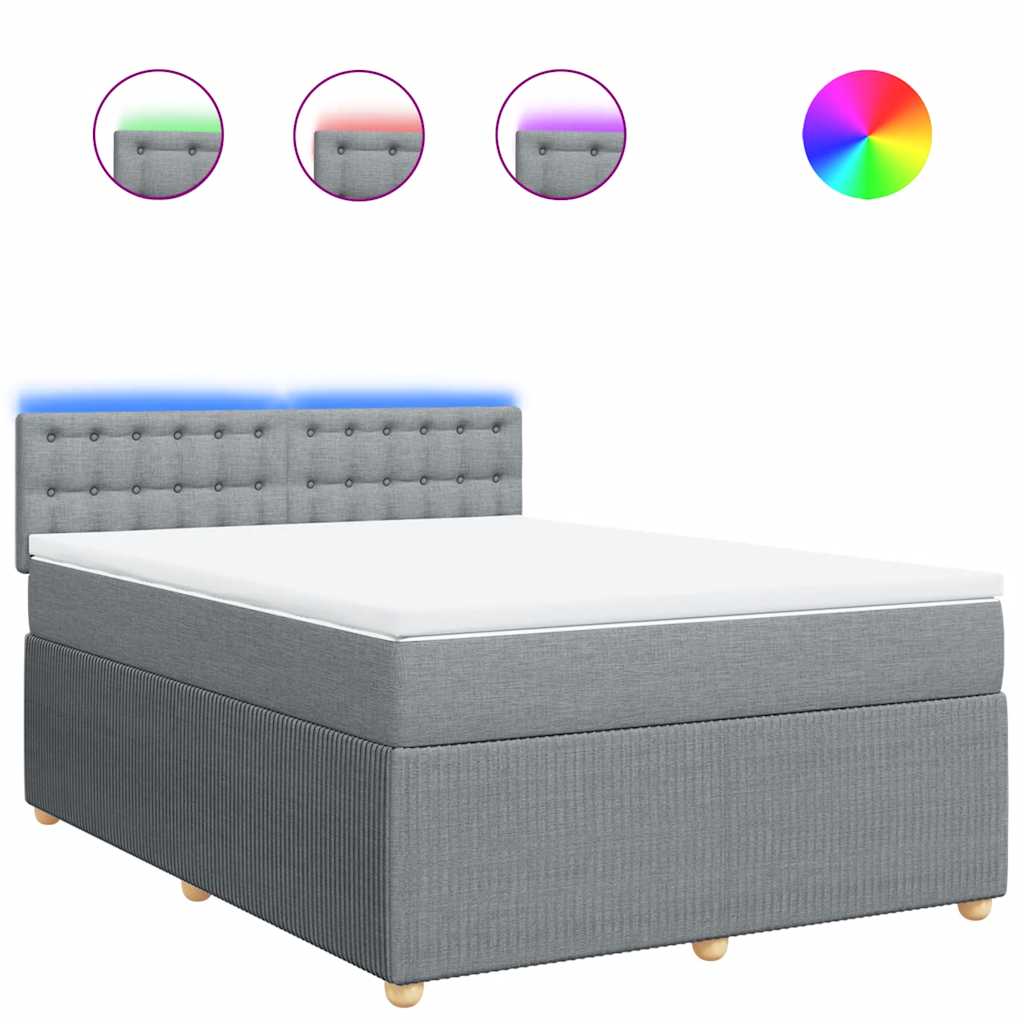 vidaXL Box spring postel s matrací světle šedá 140 x 200 cm textil
