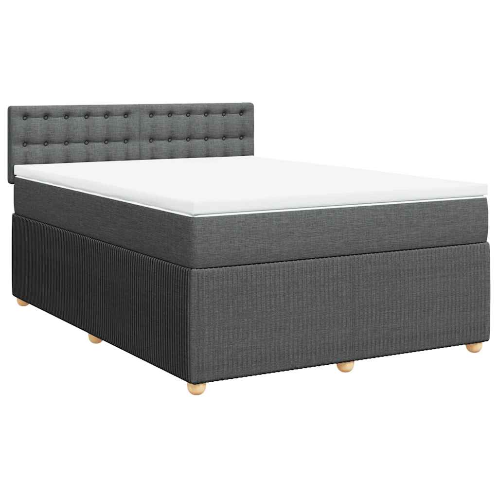 vidaXL Boxspring met matras stof donkergrijs 140x200 cm afbeelding