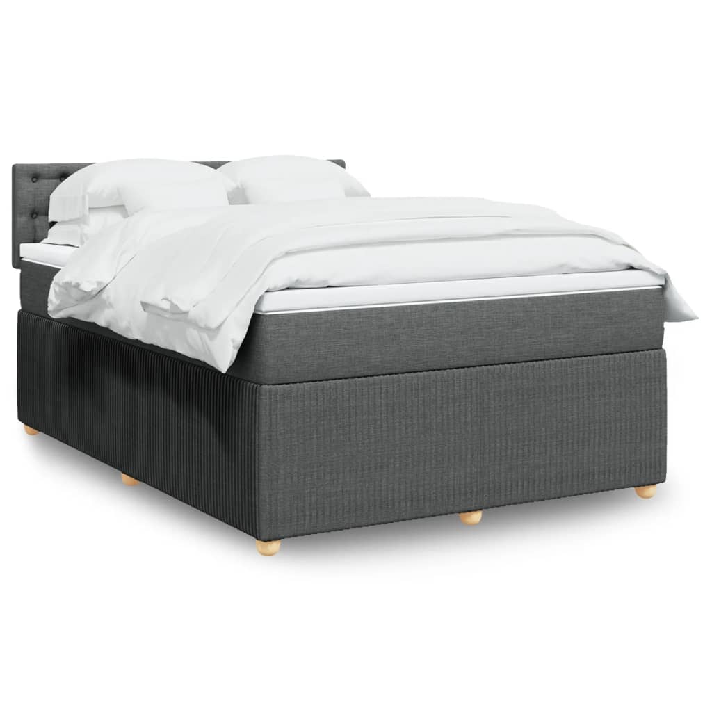 vidaXL Boxspringbett mit Matratze Dunkelgrau 140x200 cm Stoff