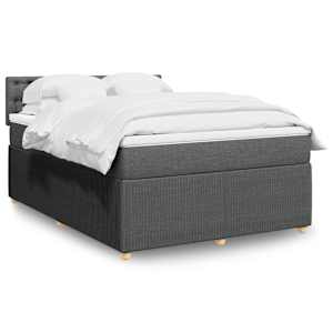 Box spring postelja z vzmetnico temno siva 140x200 cm blago