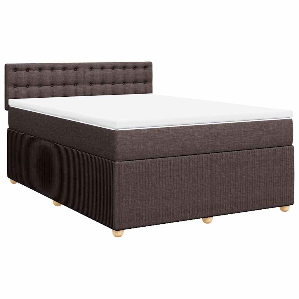 vidaXL Boxspring met matras stof donkerbruin 140x200 cm afbeelding