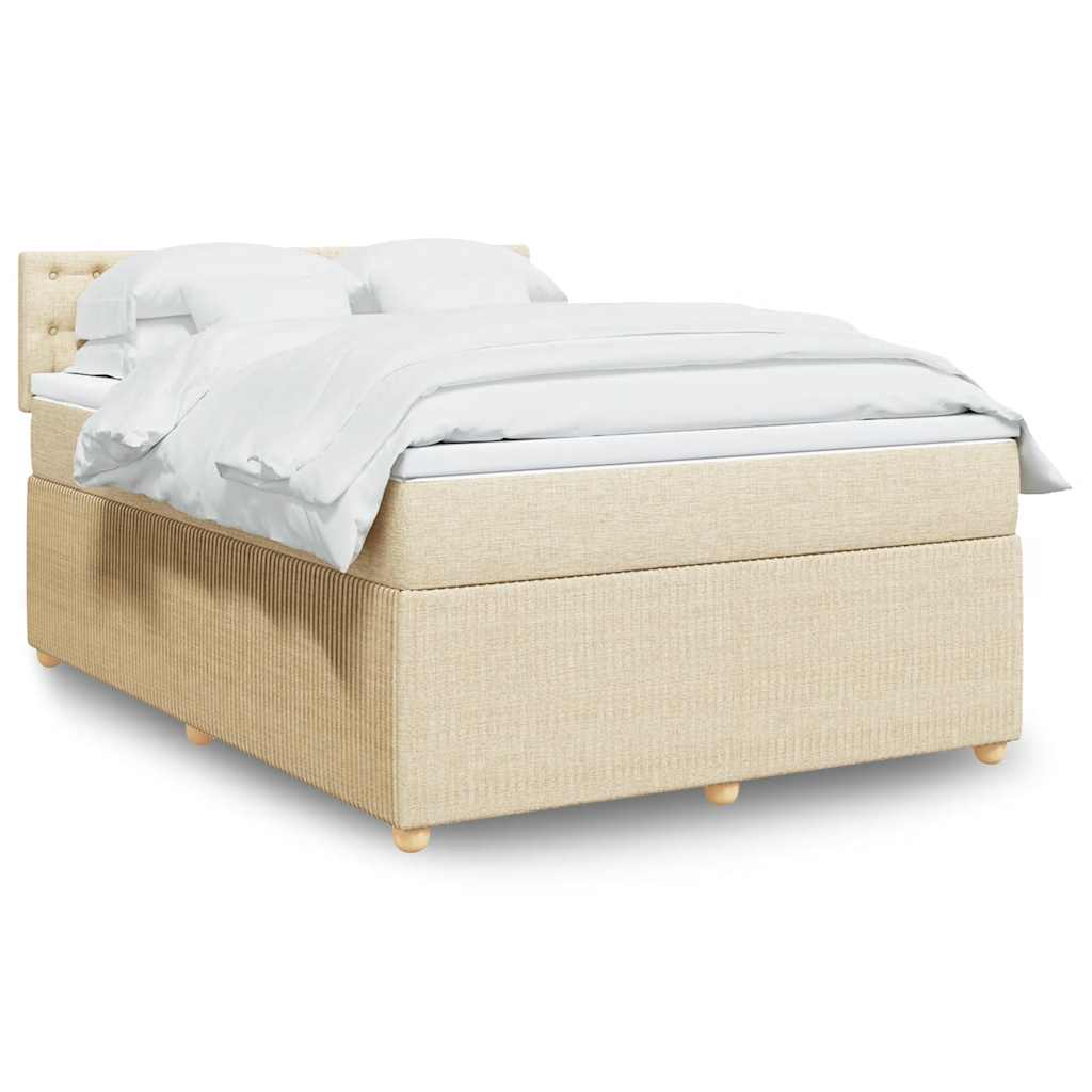 vidaXL Giroletto a Molle con Materasso Crema 140x200 cm in Tessuto