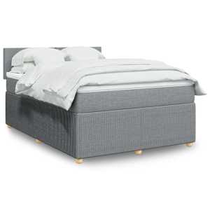 Box spring postelja z vzmetnico svetlo siva 160x200 cm žamet