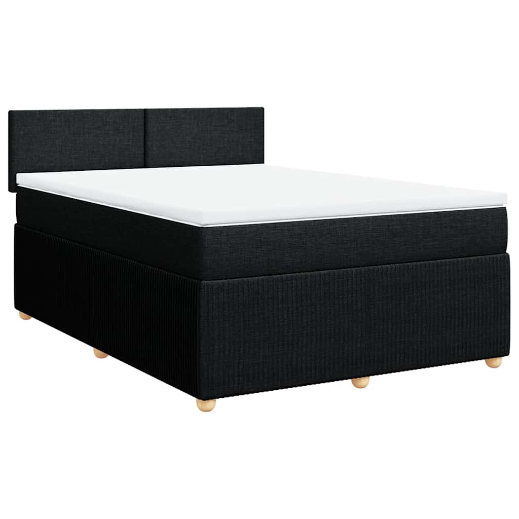 vidaXL Boxspring met matras stof zwart 160x200 cm afbeelding
