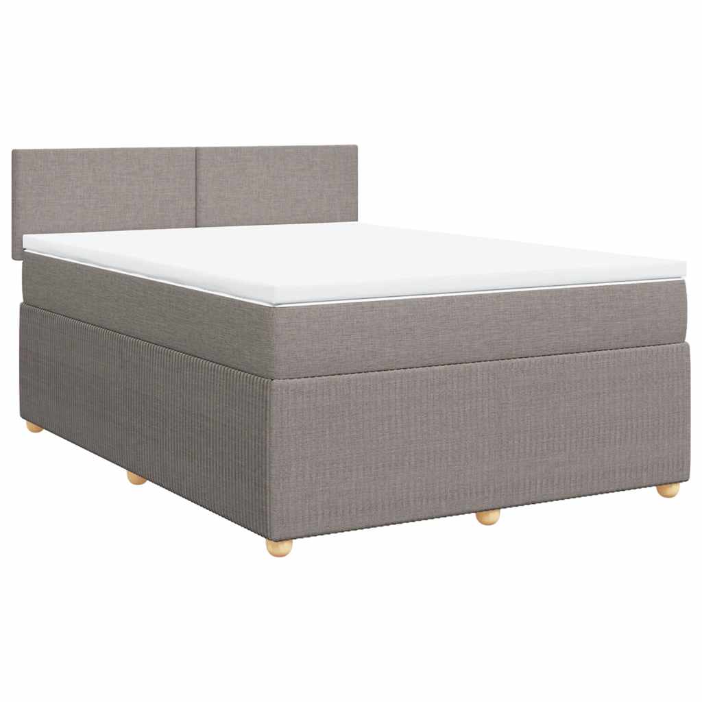 vidaXL Boxspring met matras stof taupe 160x200 cm afbeelding