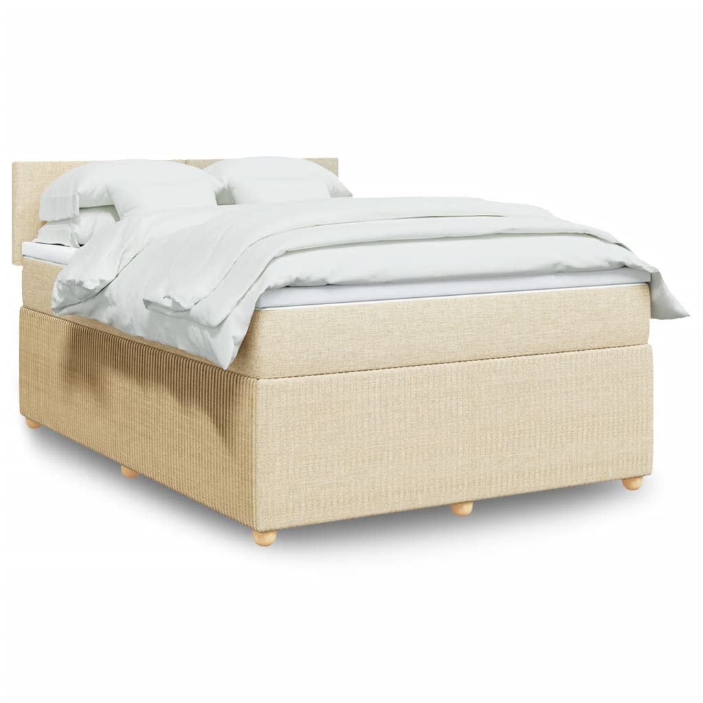 vidaXL Boxspringbett mit Matratze Creme 160x200 cm Stoff