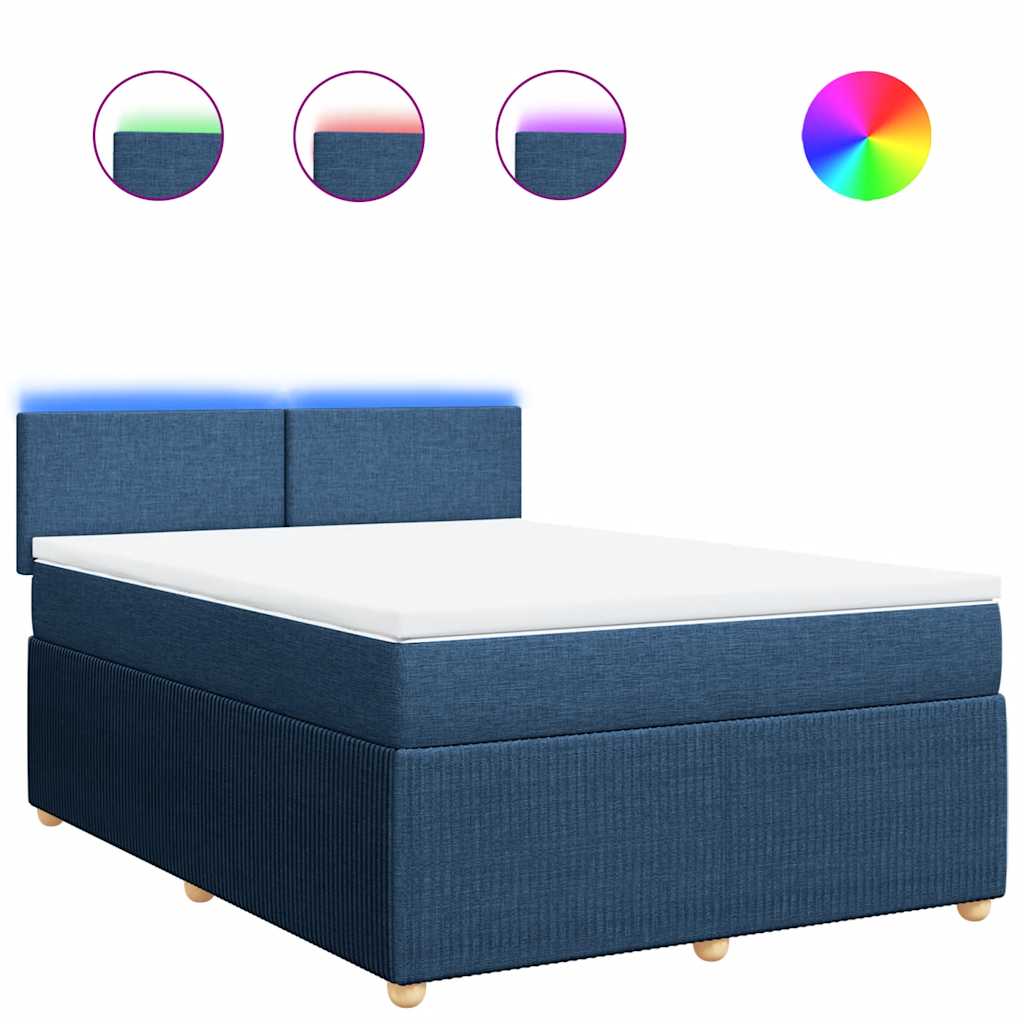 vidaXL Box spring postel s matrací modrá 160x200 cm textil