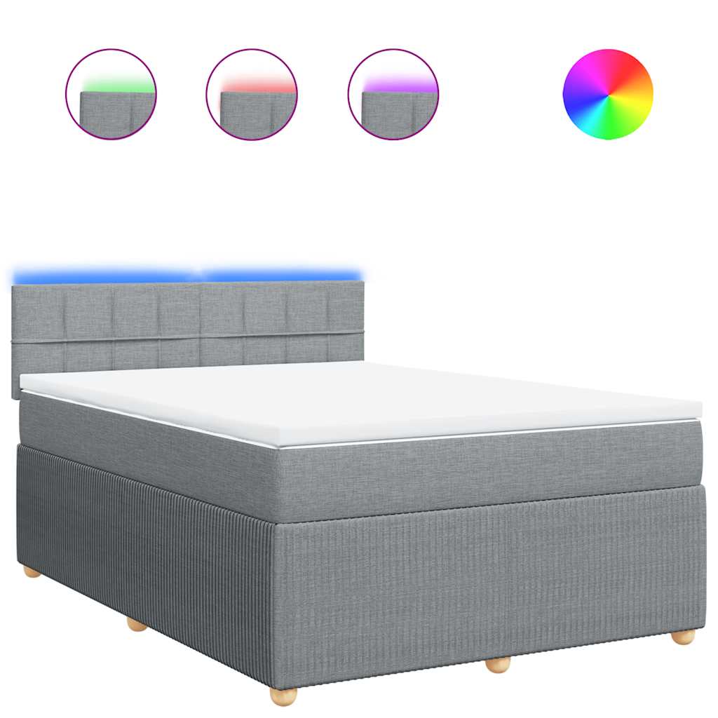 vidaXL Box spring postel s matrací světle šedá 160 x 200 cm textil