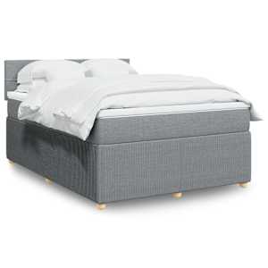 Box spring postelja z vzmetnico svetlo siva 160x200 cm žamet