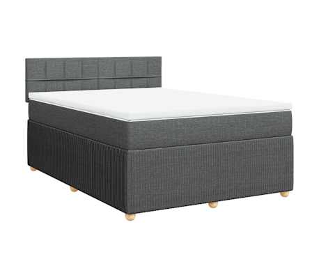 vidaXL Cama box spring con colchón tela gris oscuro 160x200 cm