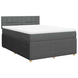 vidaXL Cama box spring con colchón tela gris oscuro 160x200 cm
