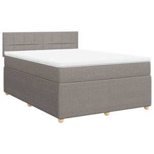 vidaXL Cama com molas/colchão 160x200 cm tecido castanho-acinzentado