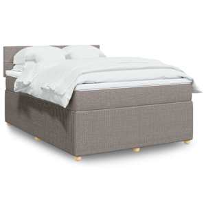 Box spring postelja z vzmetnico taupe 160x200 cm blago