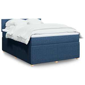 Box spring postelja z vzmetnico modra 160x200 cm blago