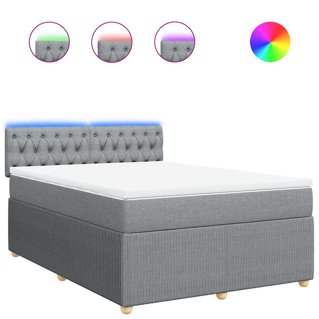 vidaXL Box spring postel s matrací světle šedá 160 x 200 cm textil