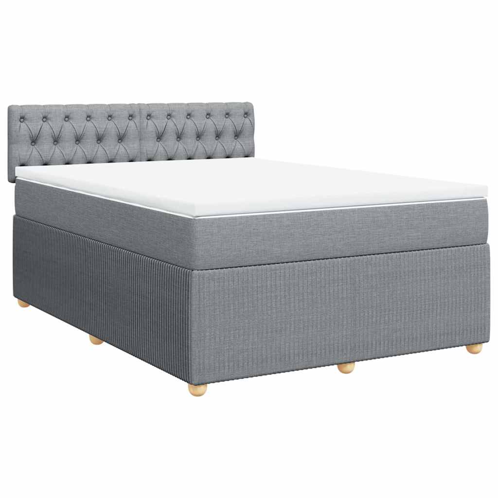 vidaXL Boxspring met matras stof lichtgrijs 160x200 cm afbeelding