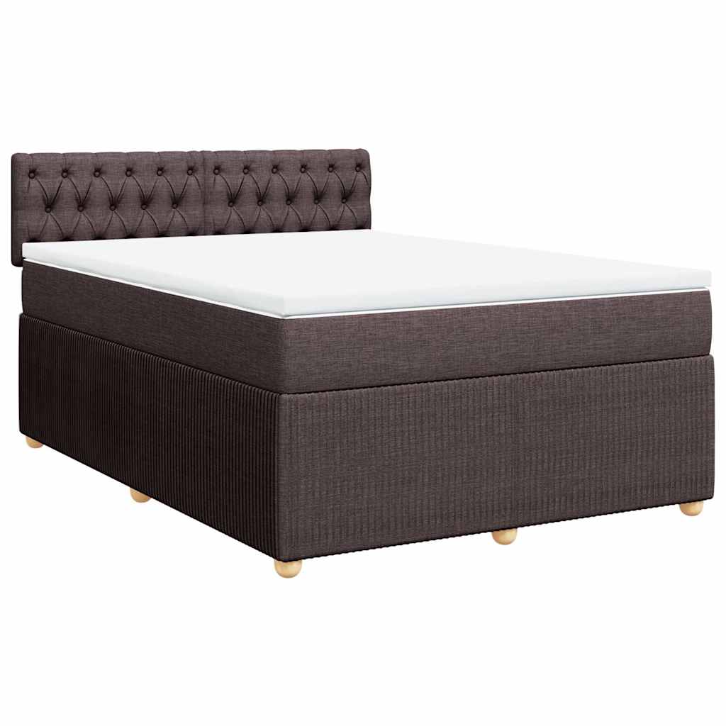 vidaXL Boxspring met matras stof donkerbruin 160x200 cm afbeelding