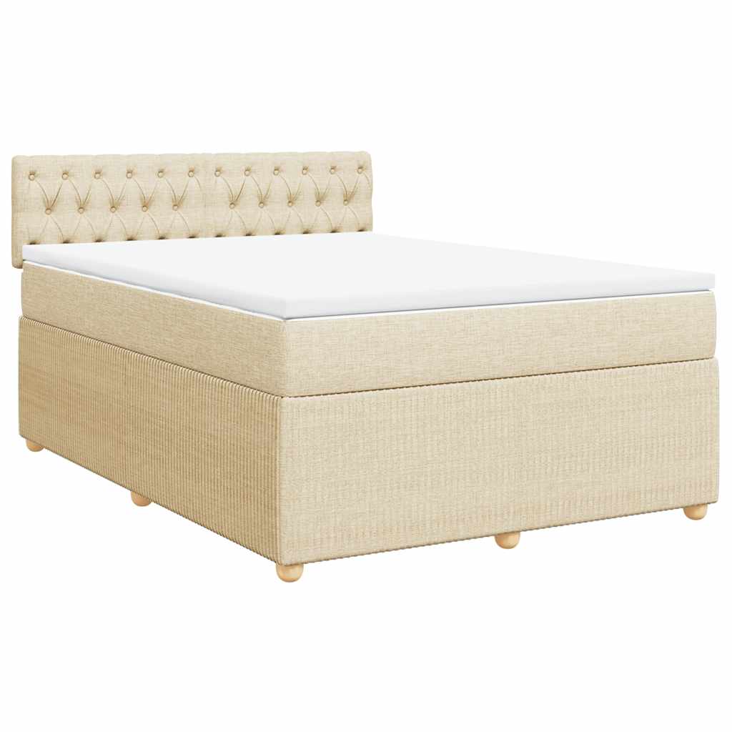 vidaXL Boxspring met matras stof crèmekleurig 160x200 cm afbeelding