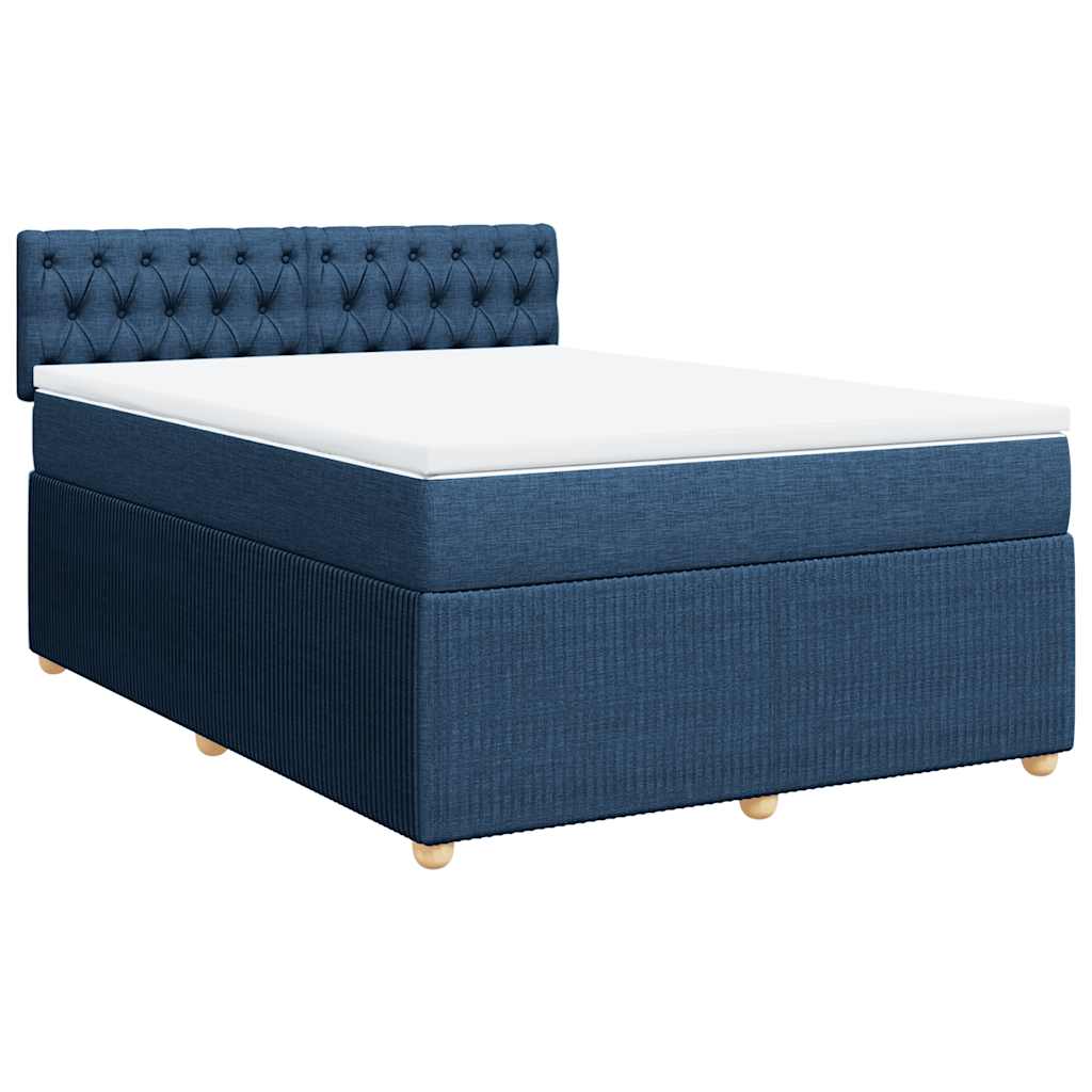 vidaXL Boxspring met matras stof blauw 160x200 cm afbeelding