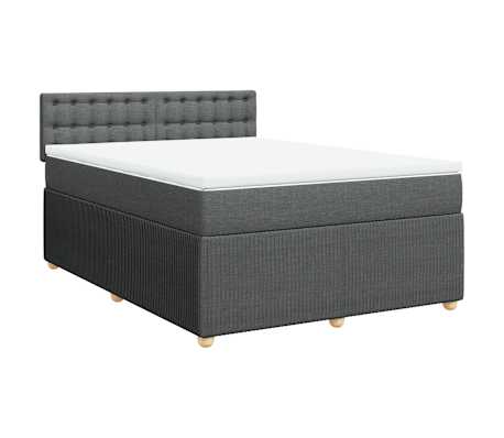 vidaXL Boxspringbett mit Matratze Dunkelgrau 160x200 cm Stoff