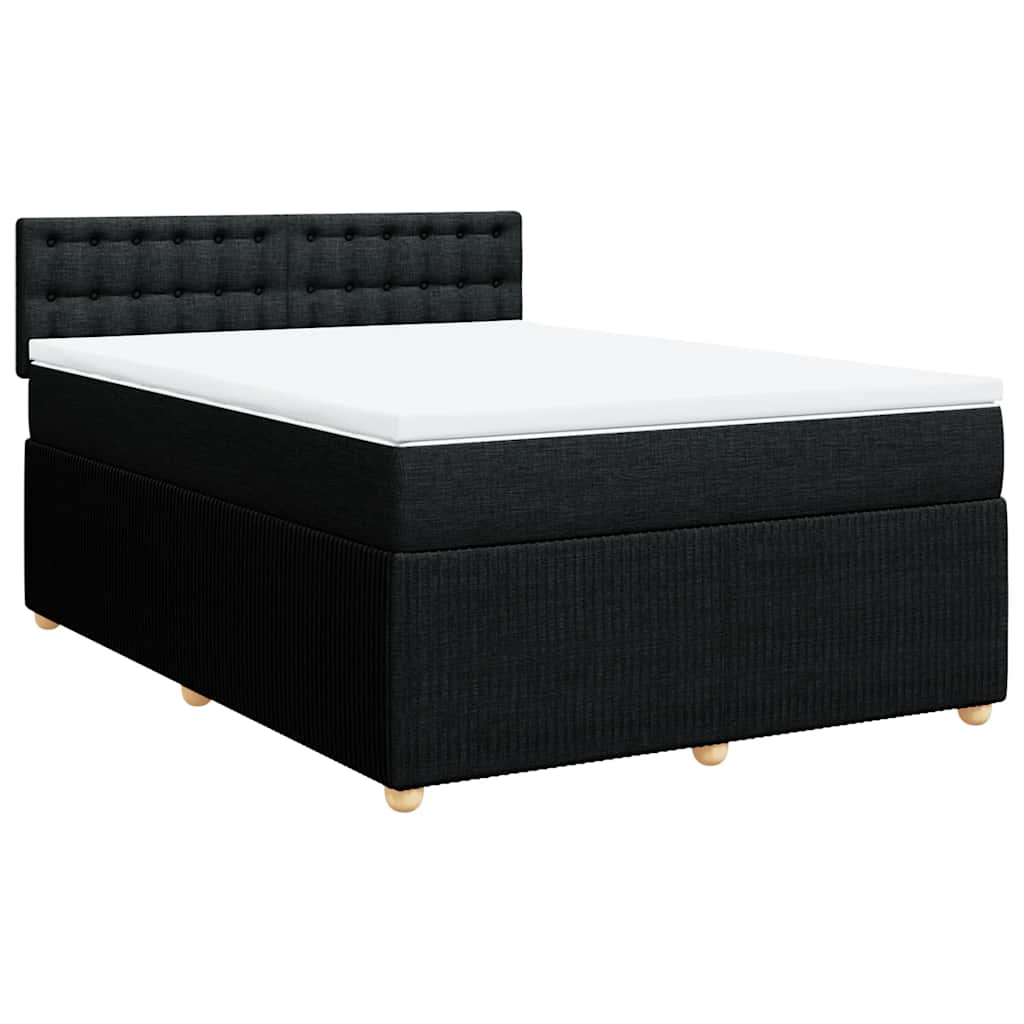 vidaXL Boxspring met matras stof zwart 160x200 cm afbeelding