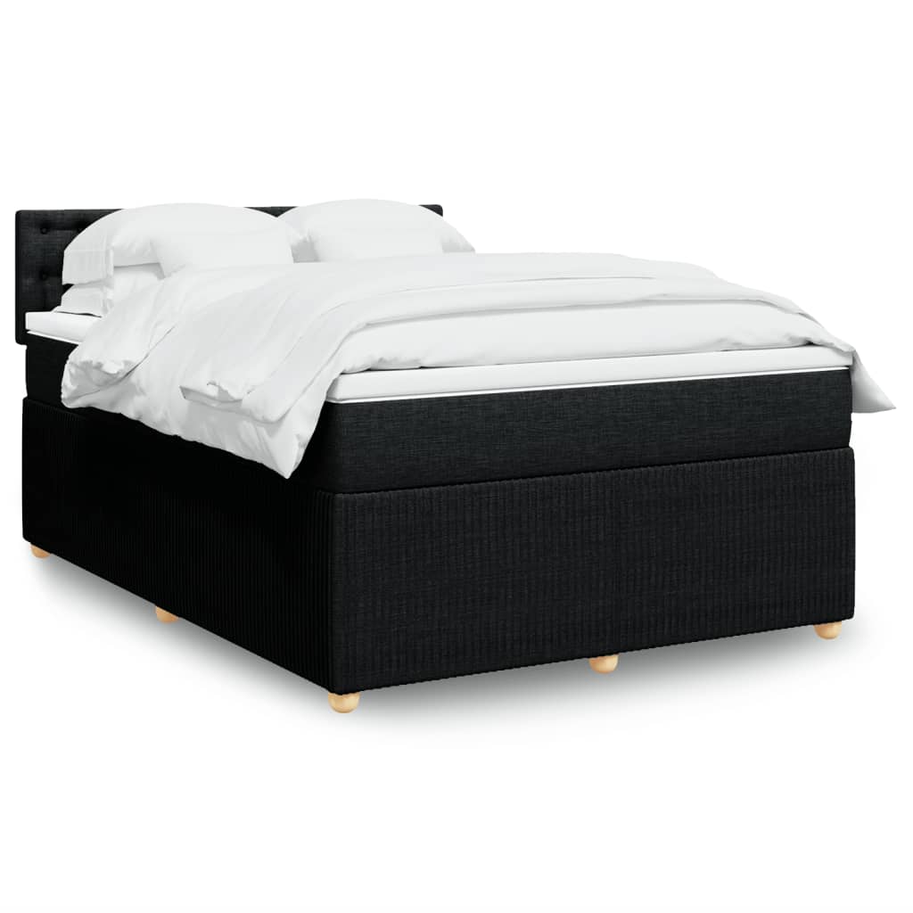 vidaXL Cama com molas/colchão 160x200 cm tecido preto