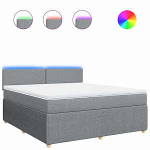 Box spring postel s matrací světle šedá 180 x 200 cm textil - obrázek 2