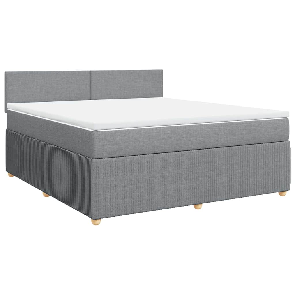 vidaXL Boxspring met matras stof lichtgrijs 180x200 cm afbeelding