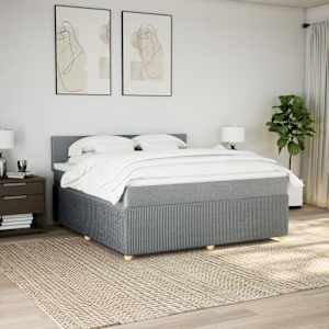 Box spring postel s matrací světle šedá 180 x 200 cm textil - obrázek 4