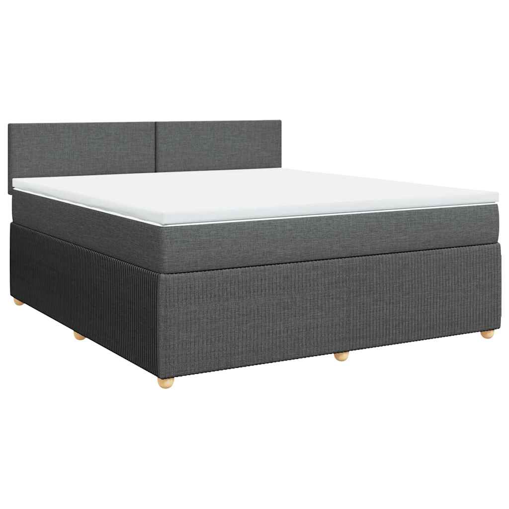 vidaXL Boxspring met matras stof donkergrijs 180x200 cm afbeelding