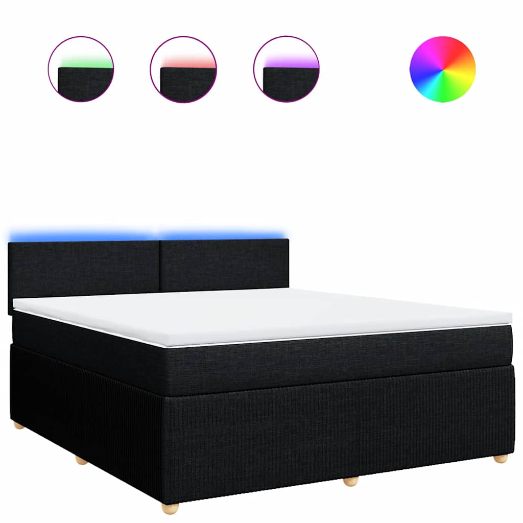 vidaXL Box spring postel s matrací černá 180x200 cm textil