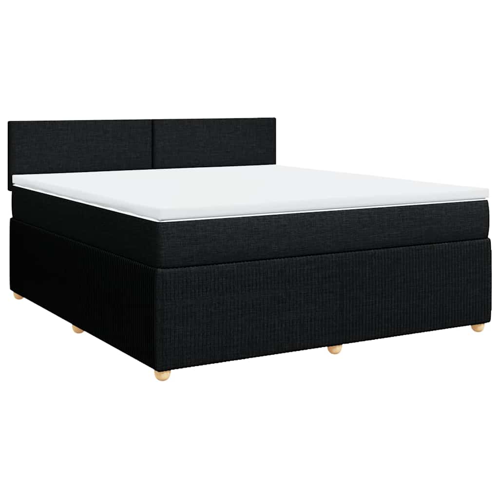 vidaXL Boxspring met matras stof zwart 180x200 cm afbeelding