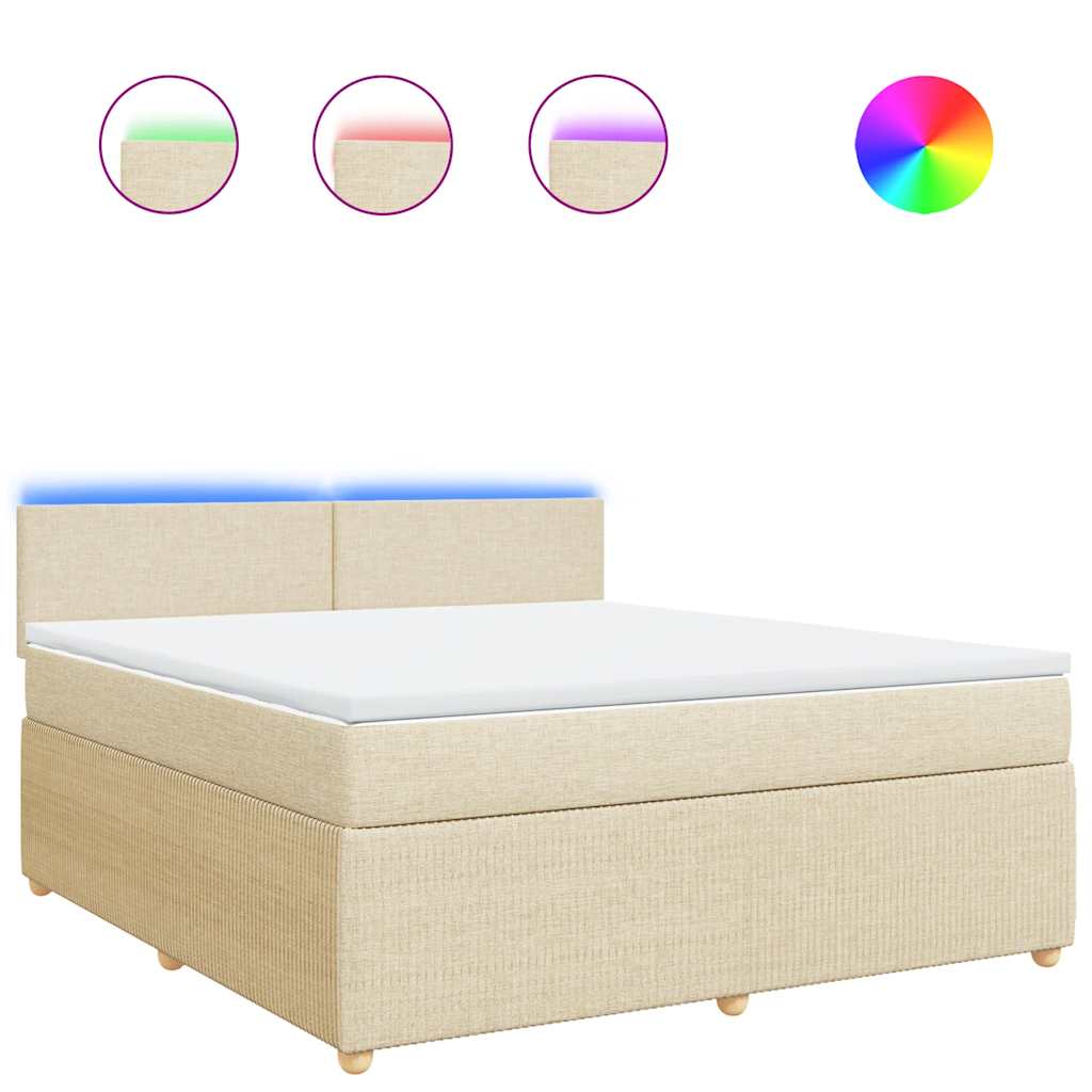 vidaXL Box spring postel s matrací krémová 180x200 cm textil