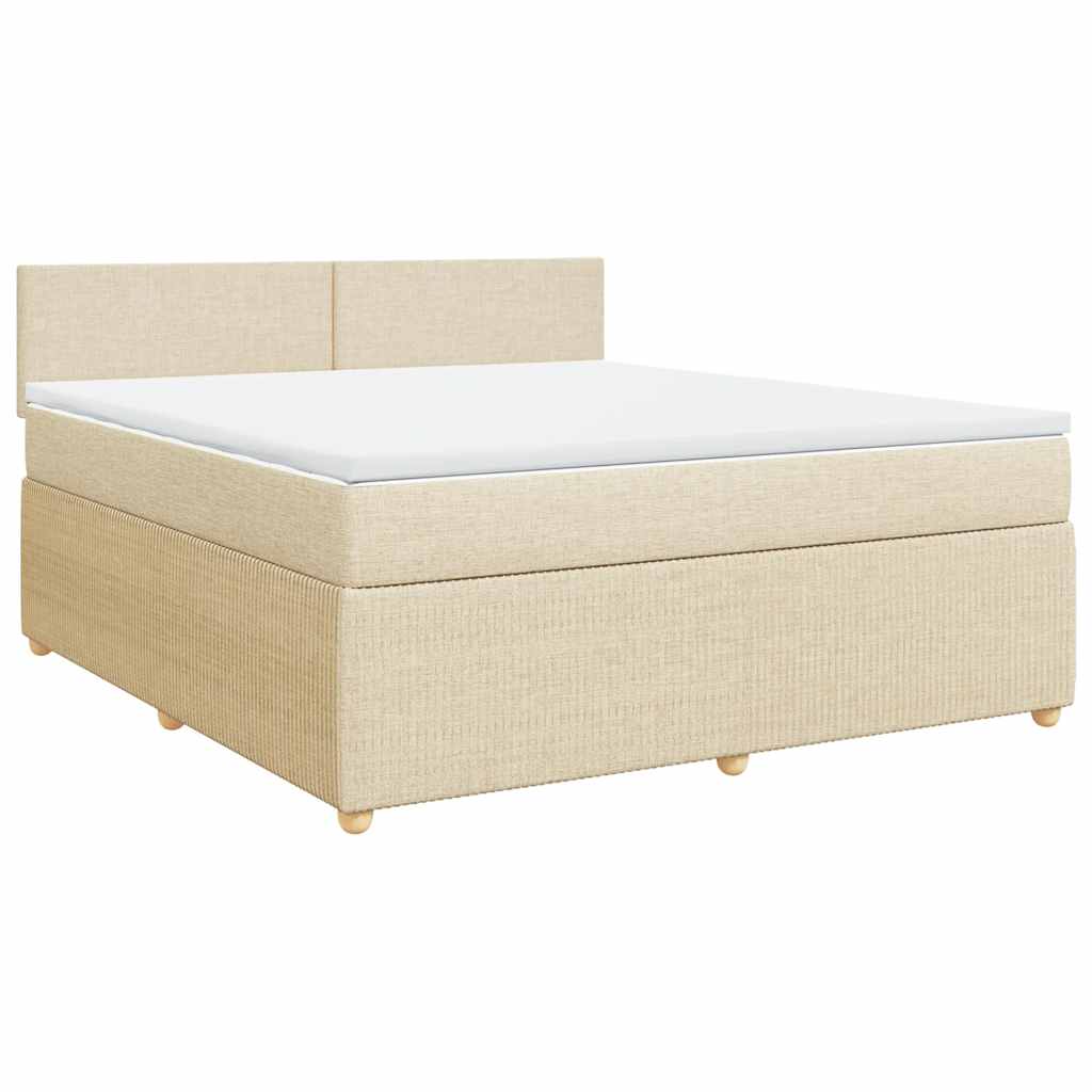 vidaXL Pat continental cu saltea, crem, 180x200 cm, textil