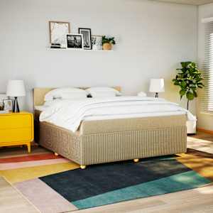 Box spring postel s matrací krémová 180x200 cm textil - obrázek 4