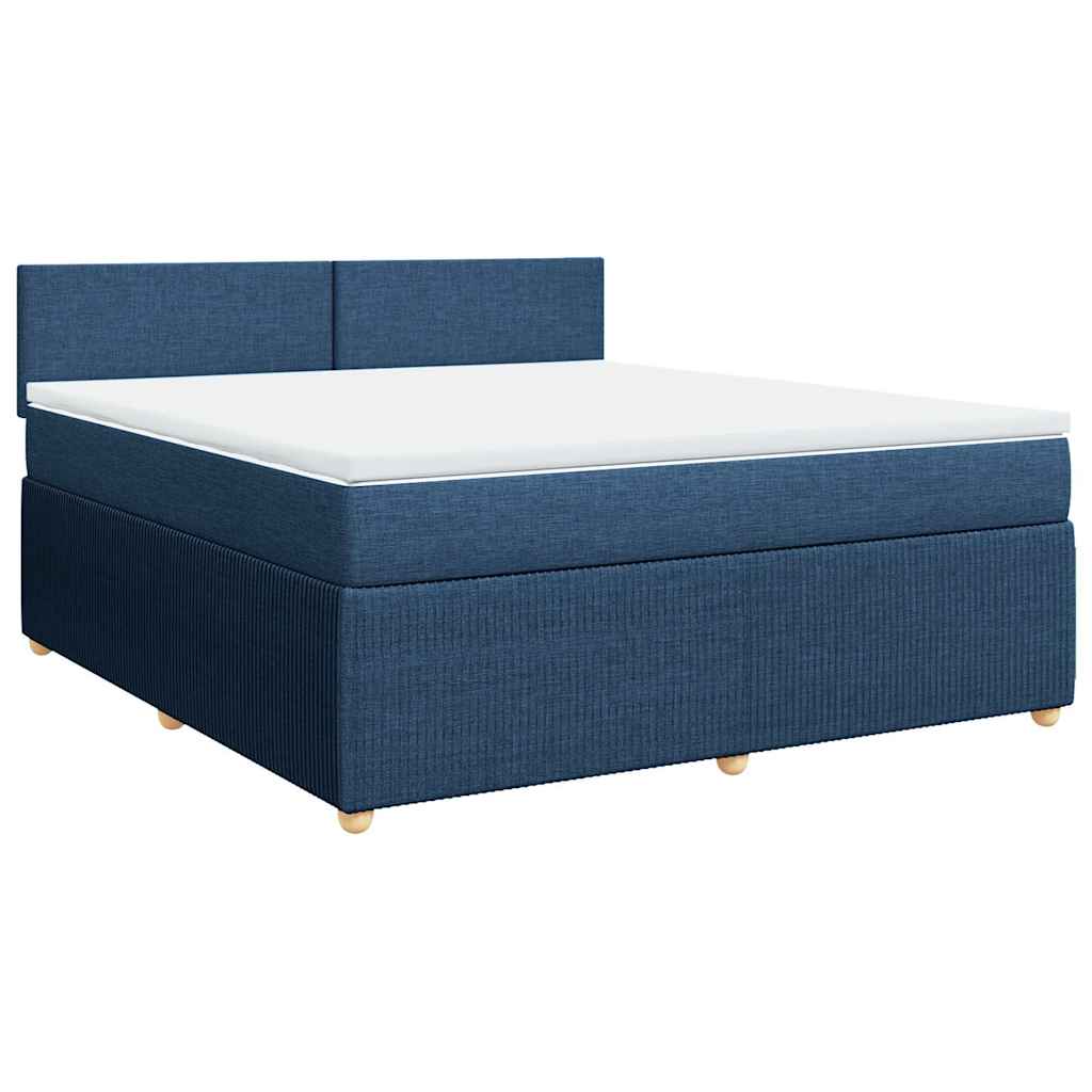 vidaXL Boxspring met matras stof blauw 180x200 cm afbeelding