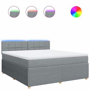 Box spring postel s matrací světle šedá 180 x 200 cm textil - obrázek 2