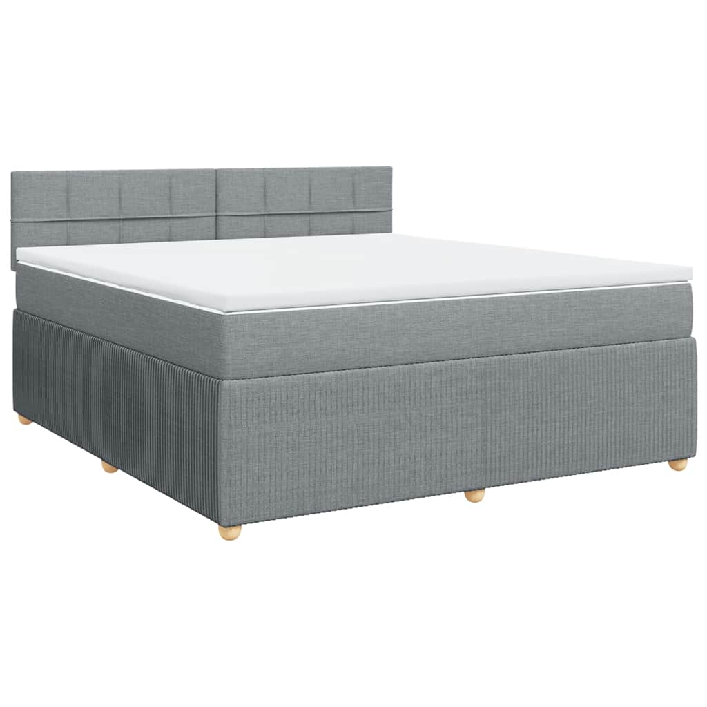 vidaXL Boxspring met matras stof lichtgrijs 180x200 cm afbeelding