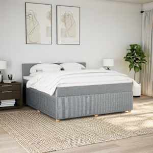 Box spring postel s matrací světle šedá 180 x 200 cm textil - obrázek 4